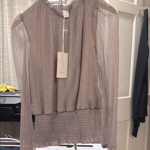 Joie Metallic Sheer Blouse